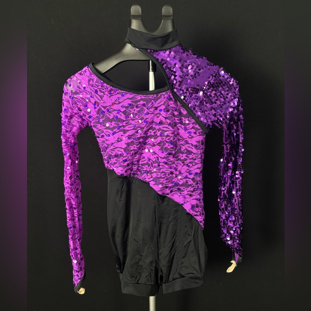 Weissman Black & Purple Sequins Dance Costume